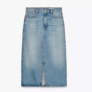 ZARA L NWT | Denim Midi Skirt | Front Slit